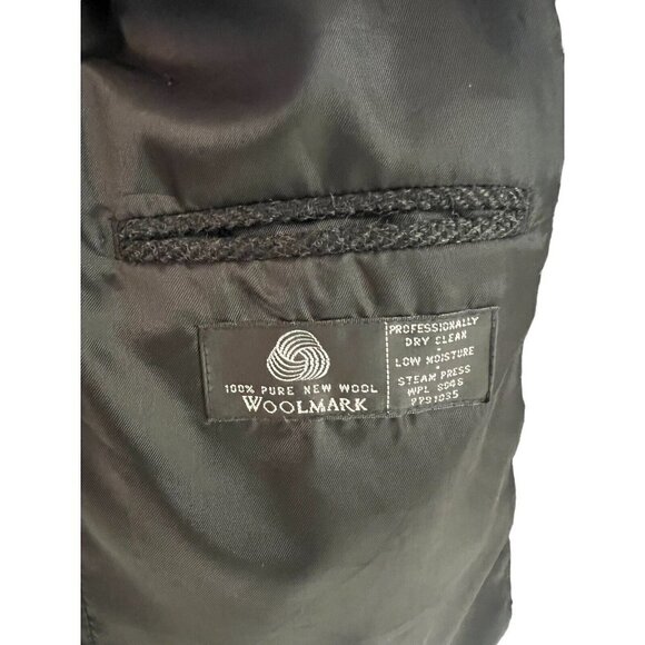 Savile Row Sport Coat Blazer Jacket Size 44 L Gray 100% Wool Tweed Herringbone - Picture 7 of 15